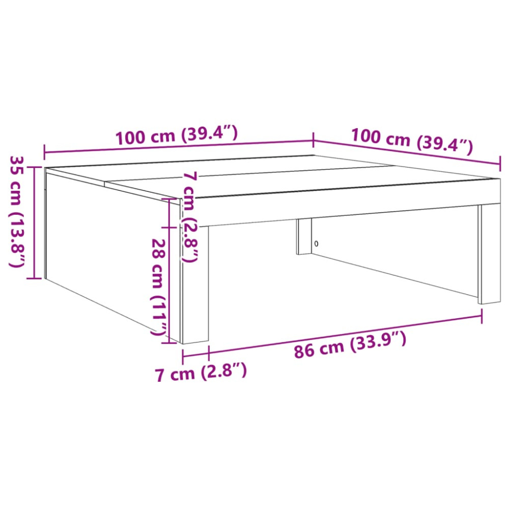 Produktbild för Soffbord artisan ek 100x100x35 cm konstruerat trä