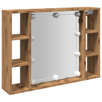 Produktbild för Spegelskåp med LED artisan ek 76x15x55 cm konstruerat trä