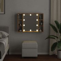 Produktbild för Spegelskåp med LED artisan ek 76x15x55 cm konstruerat trä