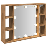 Produktbild för Spegelskåp med LED artisan ek 76x15x55 cm konstruerat trä