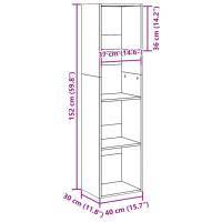 Produktbild för Bokhylla vit 40x30x152 cm konstruerat trä