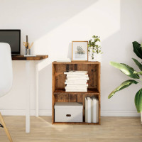 Produktbild för Bokhylla åldrat trä 60x30x77 cm konstruerat trä