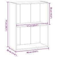 Produktbild för Bokhylla åldrat trä 60x30x77 cm konstruerat trä
