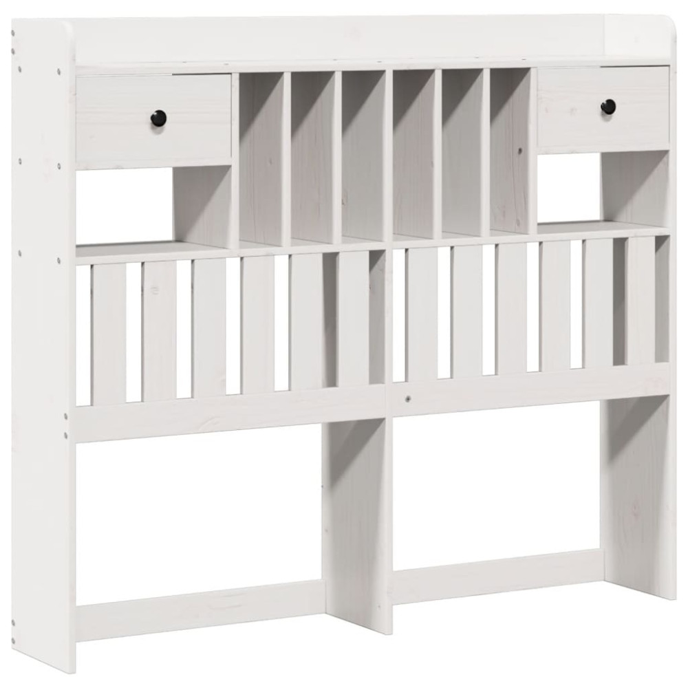 Produktbild för Säng med bokhylla utan madrass vit 135x190cm massiv furu