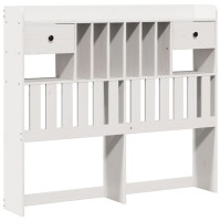 Produktbild för Säng med bokhylla utan madrass vit 135x190cm massiv furu