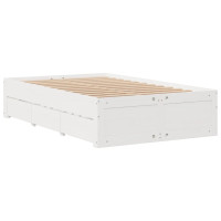 Produktbild för Säng med bokhylla utan madrass vit 135x190cm massiv furu