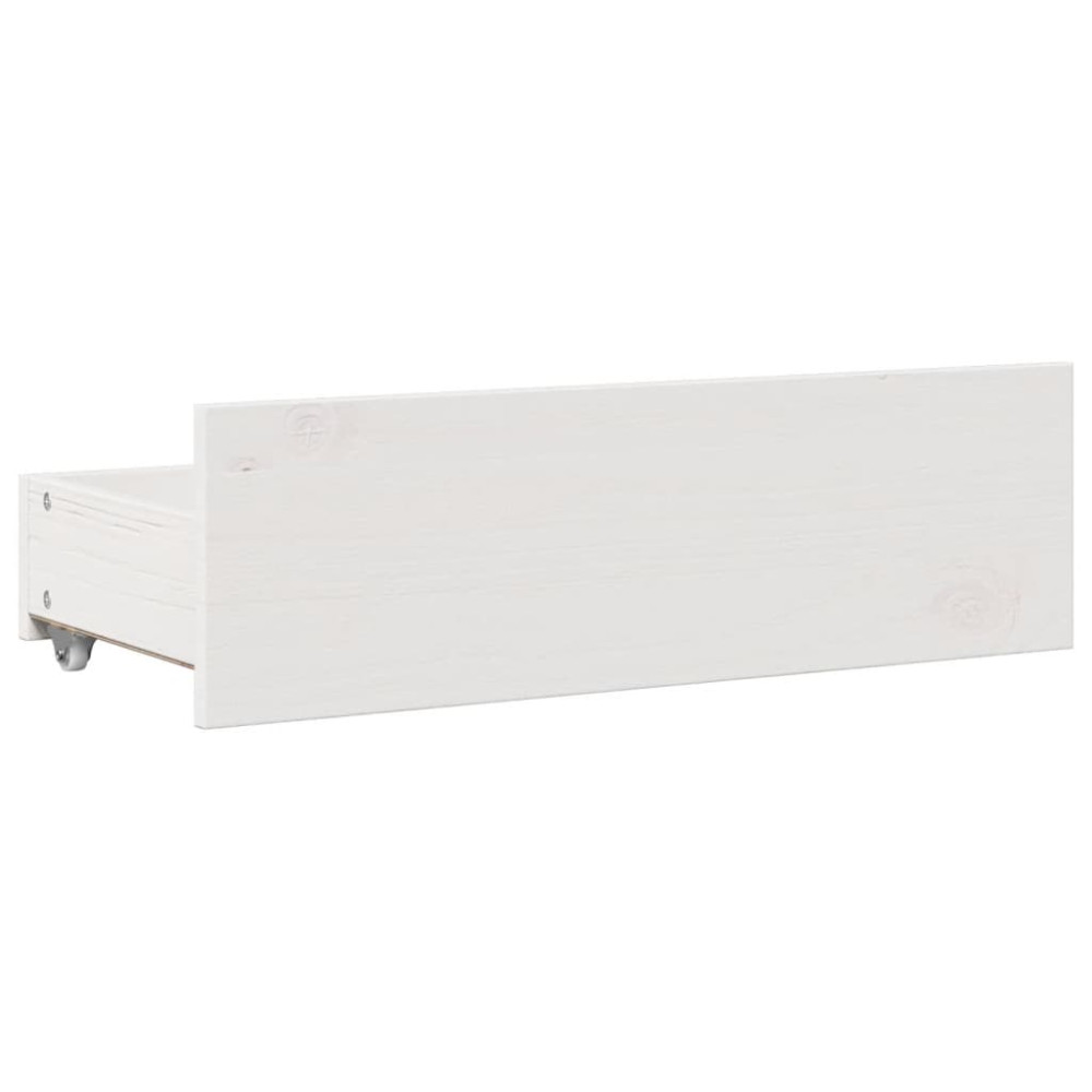 Produktbild för Säng med bokhylla utan madrass vit 135x190cm massiv furu