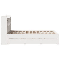 Produktbild för Säng med bokhylla utan madrass vit 135x190cm massiv furu
