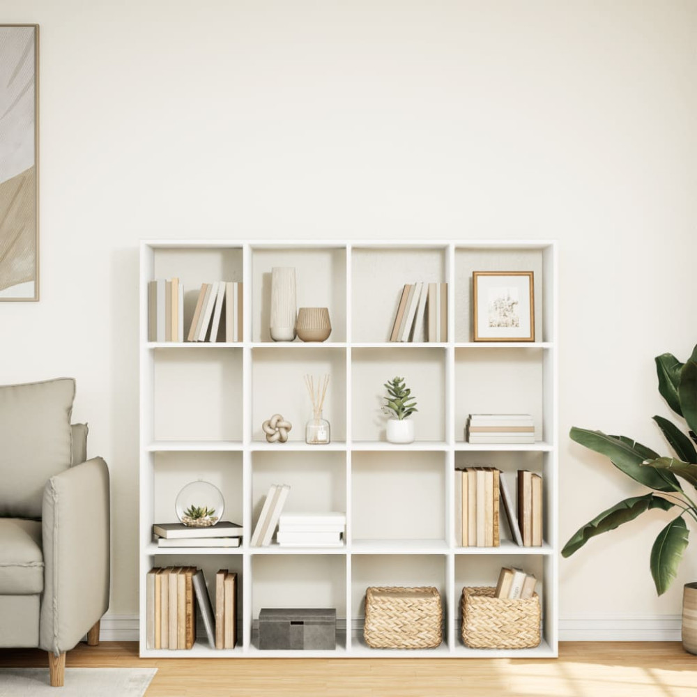 Produktbild för Bokhylla vit 137,5x29x137,5 cm konstruerat trä