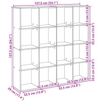 Produktbild för Bokhylla vit 137,5x29x137,5 cm konstruerat trä
