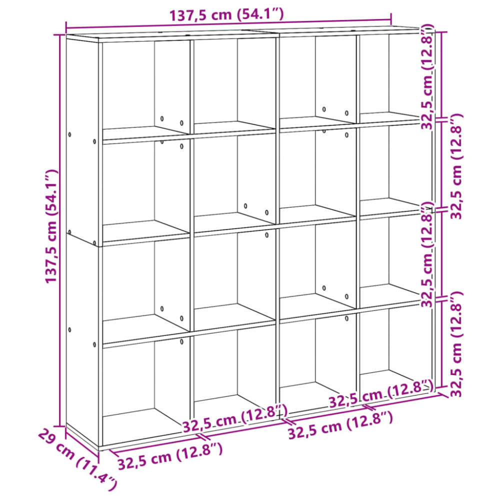 Produktbild för Bokhylla grå sonoma 137,5x29x137,5 cm konstruerat trä