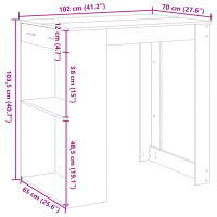 Produktbild för Barbord rökfärgad ek 102x70x103,5 cm konstruerat trä