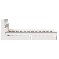 Produktbild för Säng med bokhylla utan madrass vit 100x200cm massiv furu