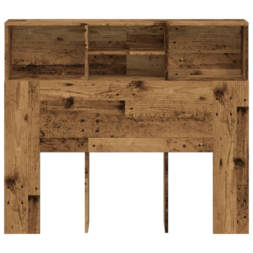 Produktbild för Sänggavel m förvaring åldrat trä 120x19x103,5cm konstruerat trä