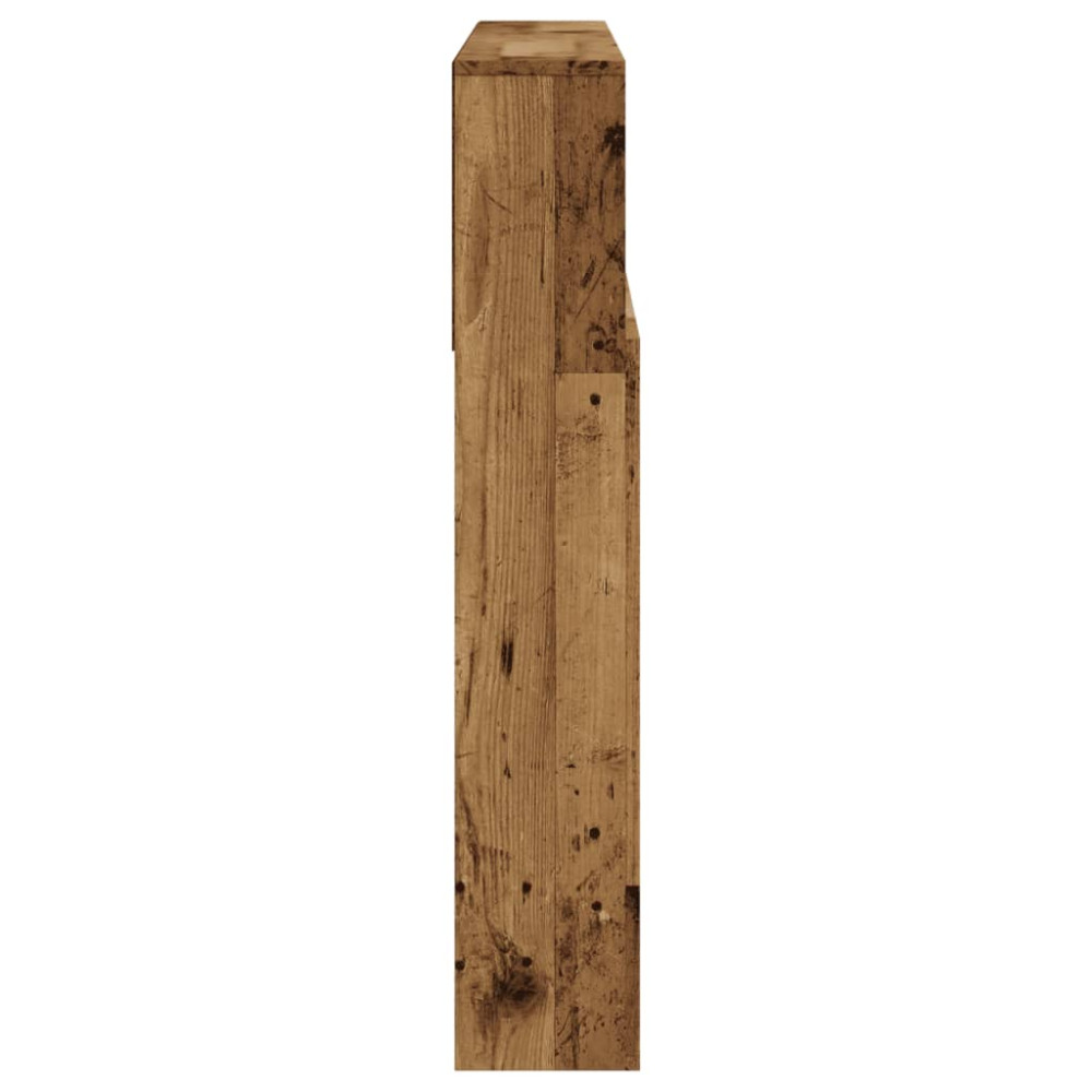 Produktbild för Sänggavel m förvaring åldrat trä 120x19x103,5cm konstruerat trä