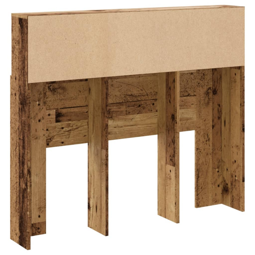 Produktbild för Sänggavel m förvaring åldrat trä 120x19x103,5cm konstruerat trä