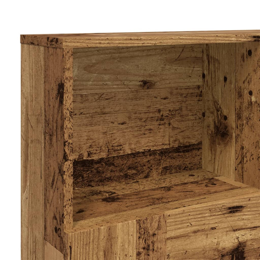 Produktbild för Sänggavel m förvaring åldrat trä 120x19x103,5cm konstruerat trä