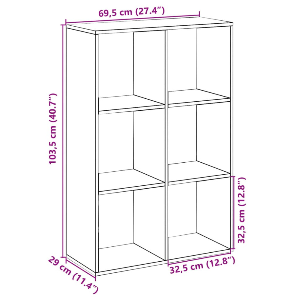 Produktbild för Bokhylla/Rumsavdelare sonoma-ek 69,5x29x103,5cm konstruerat trä