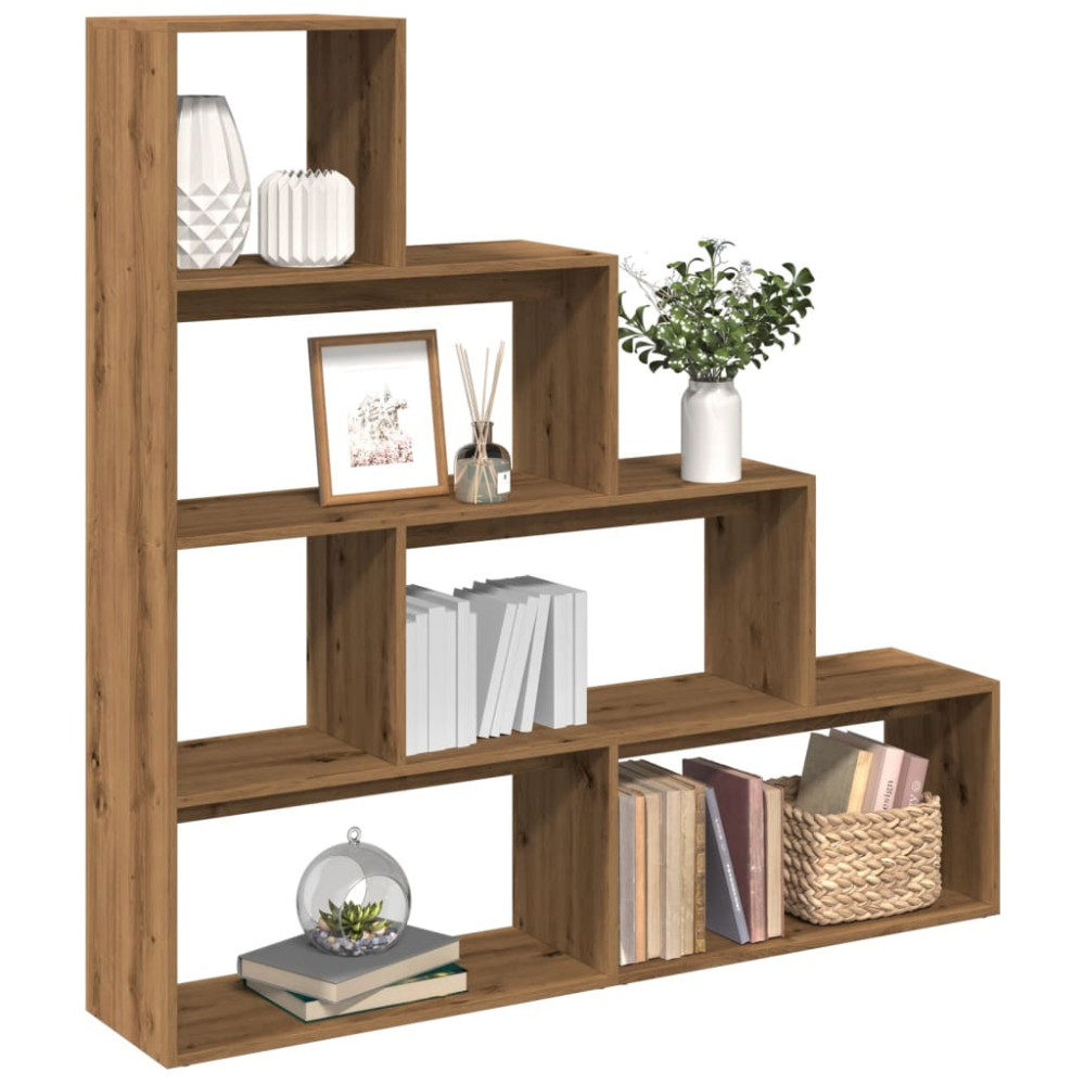 Produktbild för Bokhylla/Rumsavdelare 4 hyllor 143,5x29x143,5cm konstruerat trä