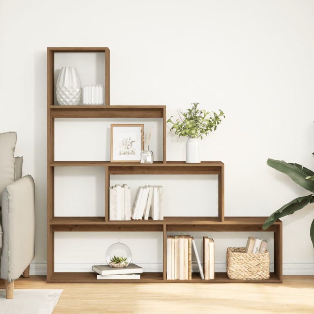 Produktbild för Bokhylla/Rumsavdelare 4 hyllor 143,5x29x143,5cm konstruerat trä