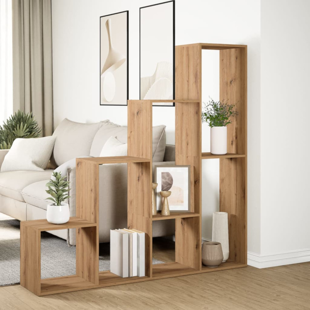 Produktbild för Bokhylla/Rumsavdelare 4 hyllor 143,5x29x143,5cm konstruerat trä