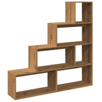 Produktbild för Bokhylla/Rumsavdelare 4 hyllor 143,5x29x143,5cm konstruerat trä