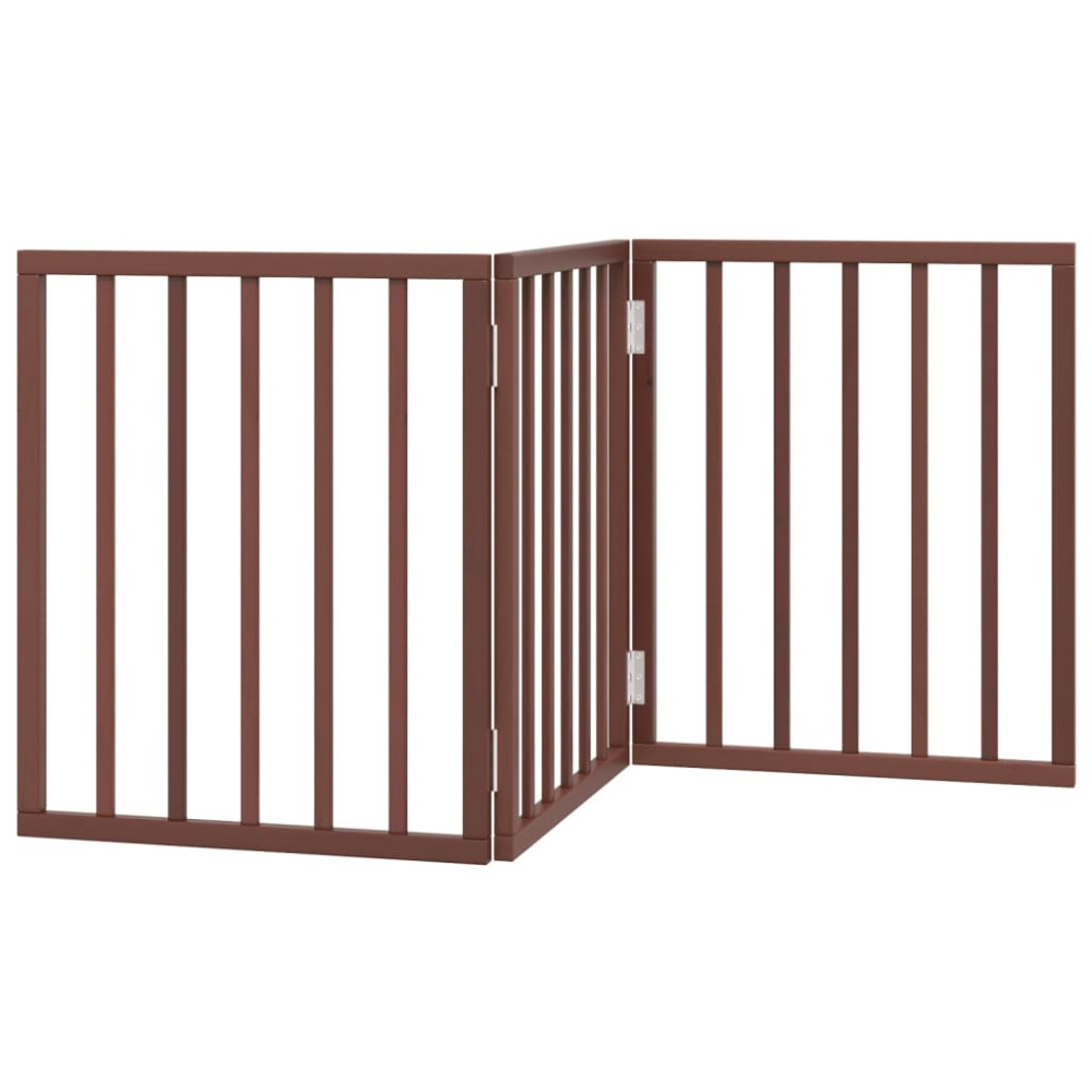 Produktbild för Hundgrind hopfällbar 3 paneler brun 150 cm poppel