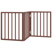 Produktbild för Hundgrind hopfällbar 3 paneler brun 150 cm poppel