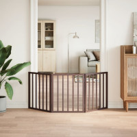 Produktbild för Hundgrind hopfällbar 3 paneler brun 150 cm poppel