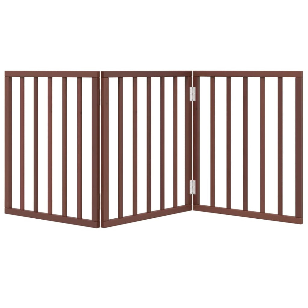 Produktbild för Hundgrind hopfällbar 3 paneler brun 150 cm poppel