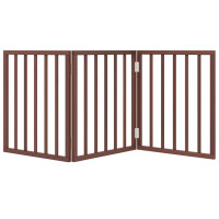 Produktbild för Hundgrind hopfällbar 3 paneler brun 150 cm poppel