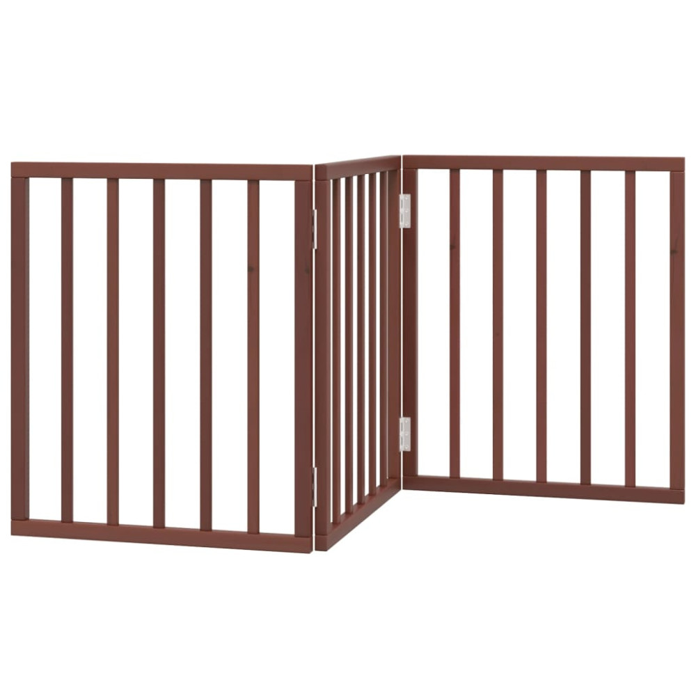 Produktbild för Hundgrind hopfällbar 3 paneler brun 150 cm poppel