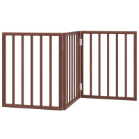 Produktbild för Hundgrind hopfällbar 3 paneler brun 150 cm poppel