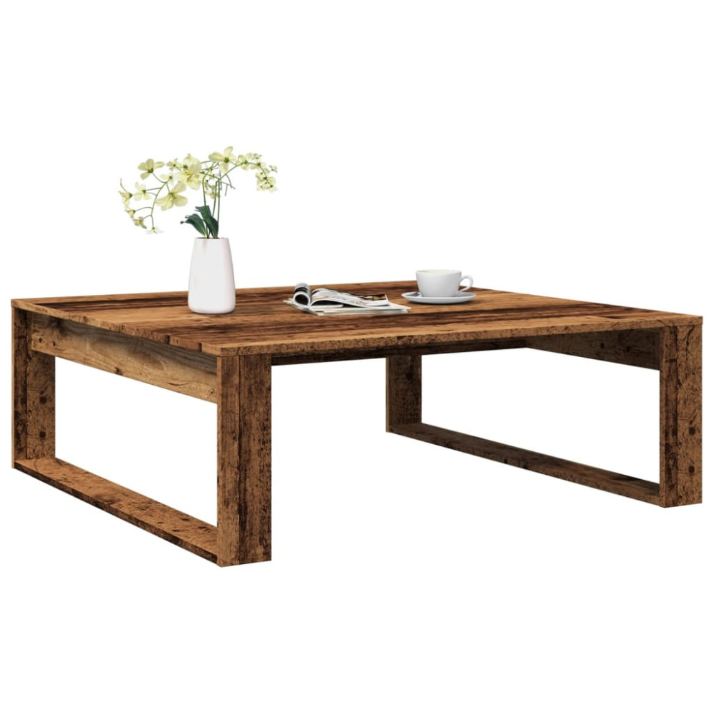 Produktbild för Soffbord åldrat trä 100x100x35 cm konstruerat trä