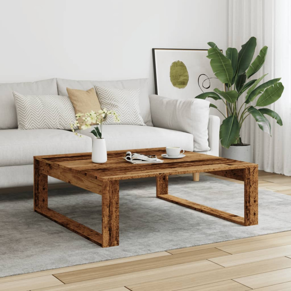 Produktbild för Soffbord åldrat trä 100x100x35 cm konstruerat trä