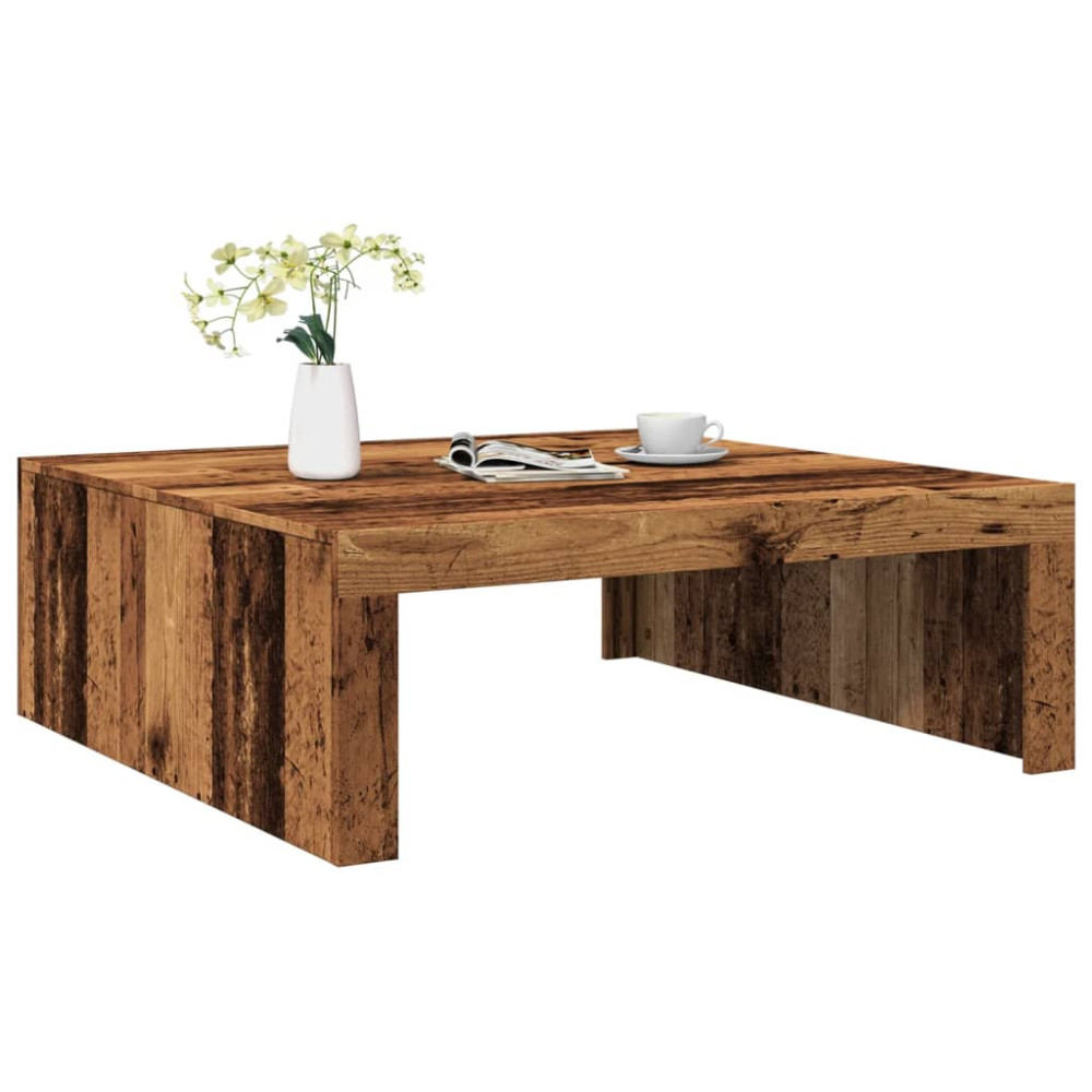 Produktbild för Soffbord åldrat trä 100x100x35 cm konstruerat trä