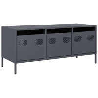 Produktbild för Tv-bänk antracit 101,5x39x43,5 cm kallvalsat stål