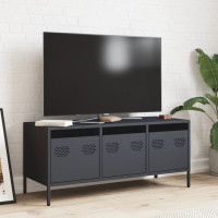 Produktbild för Tv-bänk antracit 101,5x39x43,5 cm kallvalsat stål