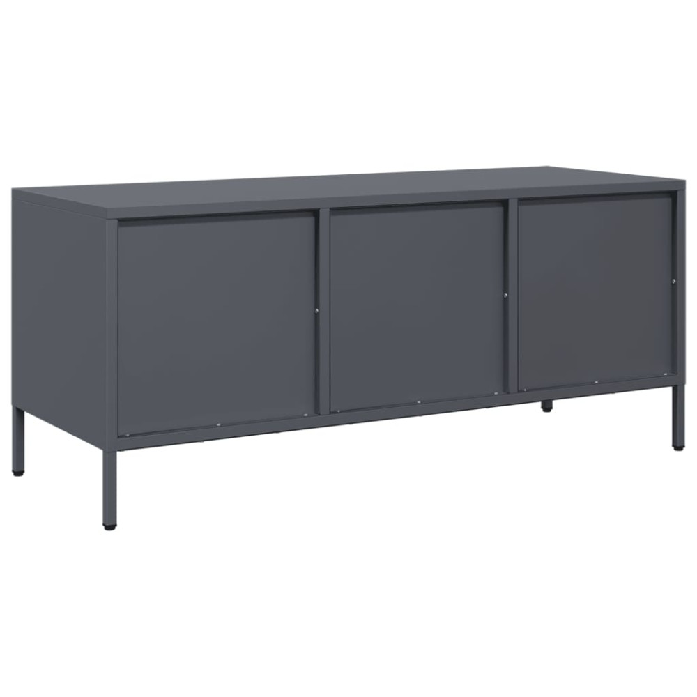 Produktbild för Tv-bänk antracit 101,5x39x43,5 cm kallvalsat stål