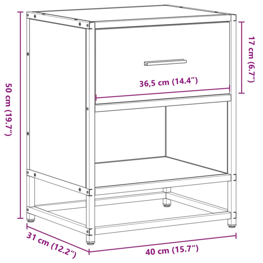 Produktbild för Sängbord 2 st brun ek 40x31x50 cm konstruerat trä