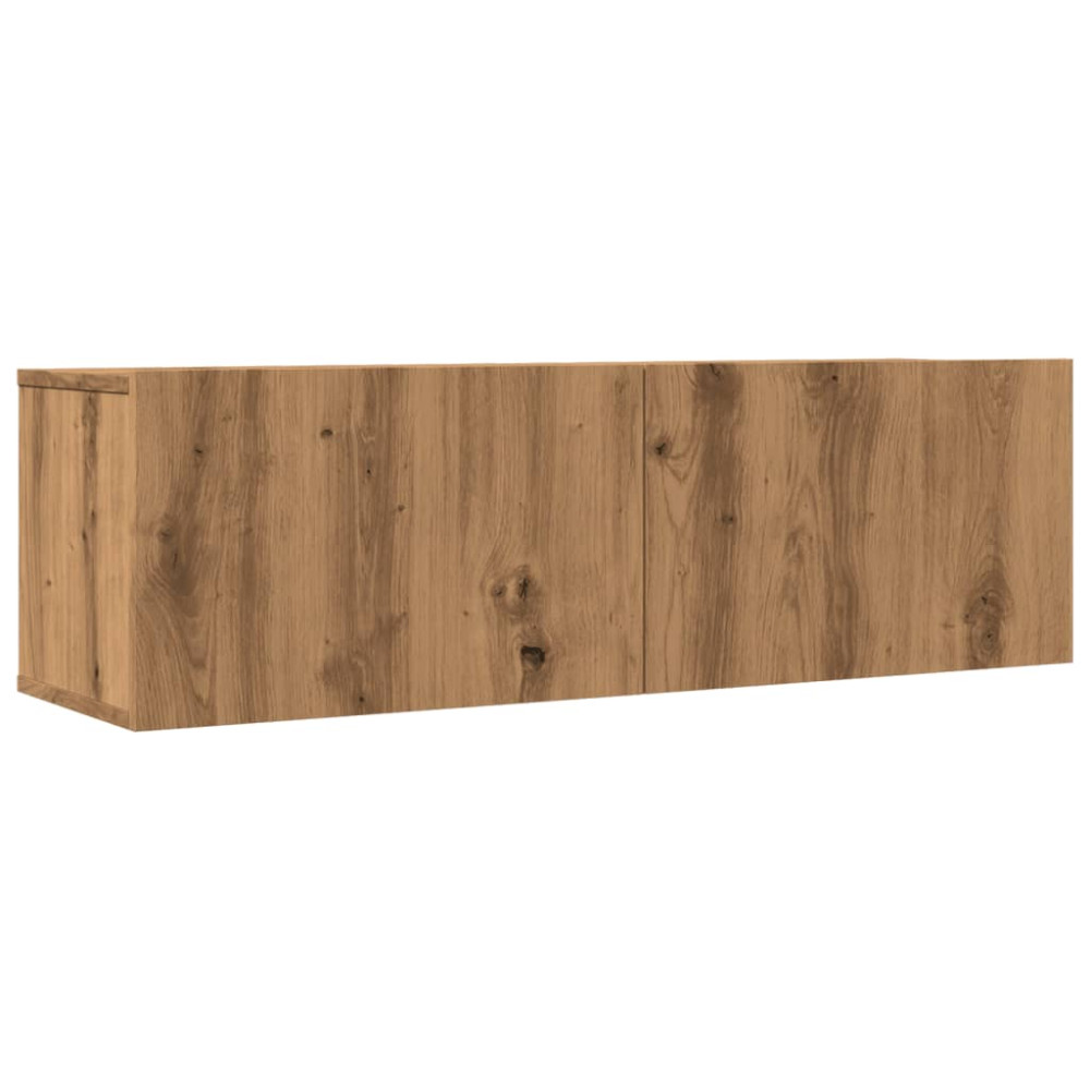 Produktbild för Väggmonterad tv-bänk 2 st ek 100x30x30 cm