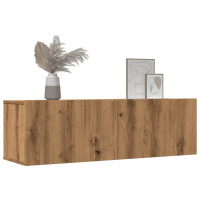 Produktbild för Väggmonterad tv-bänk 2 st ek 100x30x30 cm