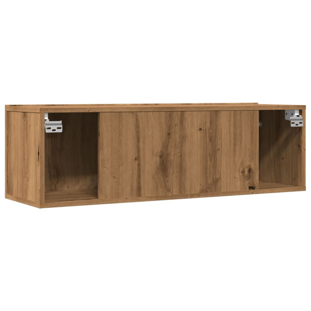 Produktbild för Väggmonterad tv-bänk 2 st ek 100x30x30 cm