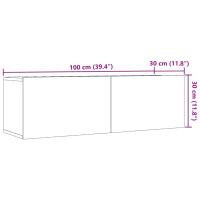 Produktbild för Väggmonterad tv-bänk 2 st ek 100x30x30 cm