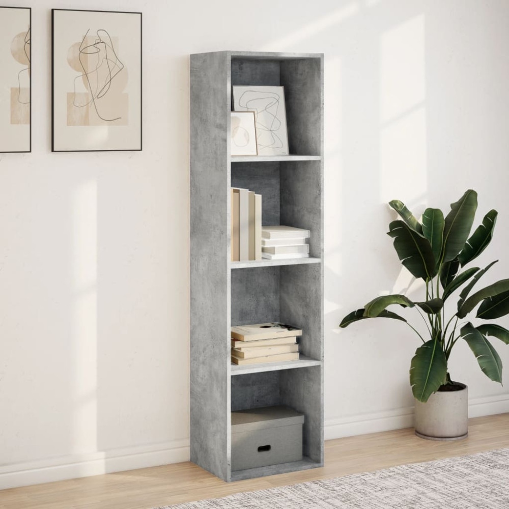 Produktbild för Bokhylla betonggrå 40x30x152 cm konstruerat trä