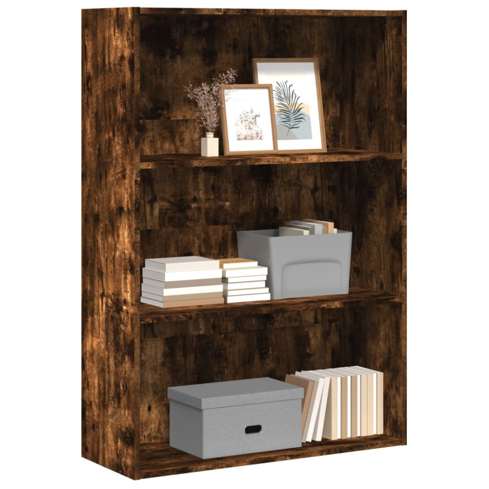 Produktbild för Bokhylla rökfärgad ek 80x30x114 cm konstruerat trä
