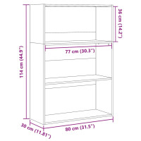 Produktbild för Bokhylla rökfärgad ek 80x30x114 cm konstruerat trä