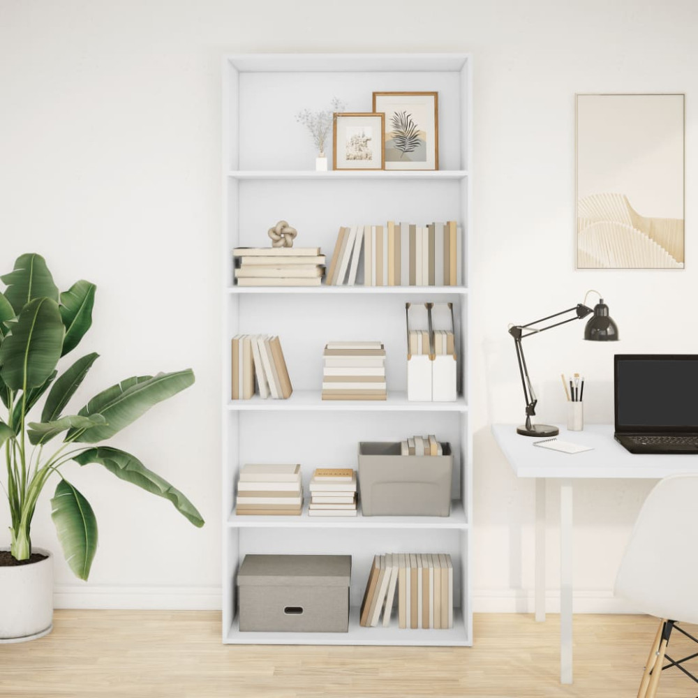 Produktbild för Bokhylla vit 80x30x189 cm konstruerat trä