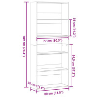 Produktbild för Bokhylla vit 80x30x189 cm konstruerat trä