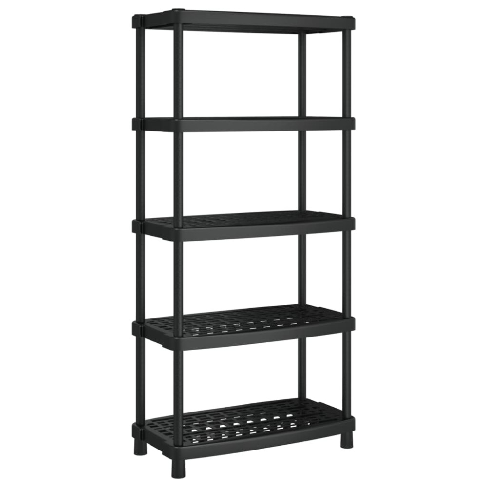 Produktbild för Förvaringshylla 5 hyllor svart 93,5x45,5x194,5 cm PP
